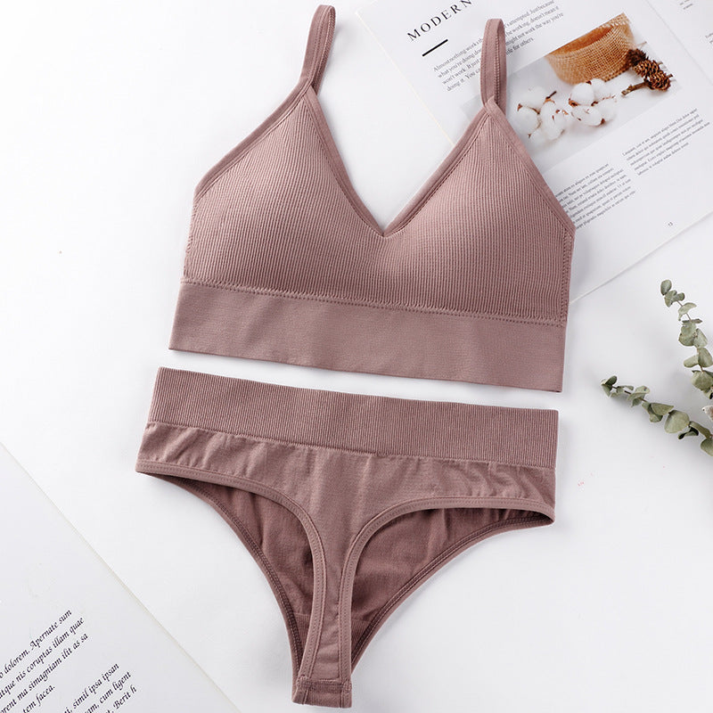 Conjunto de sujetador y braguitas para mujer, conjunto de Sujetador deportivo con realce, Tanga Sexy sin costuras, sujetador para actividad, Tanga, lencería, Top corto de Fitness, ropa interior