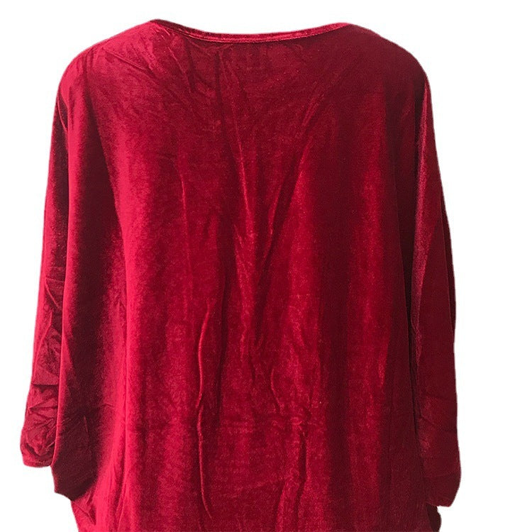Ladies Hot Rhinestone Bat Sleeve Casual Dress