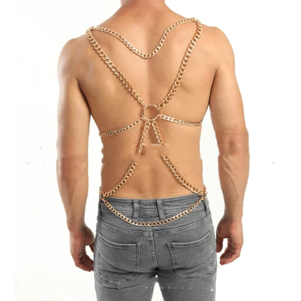 Chest Chain Metal Ring Charm Men
