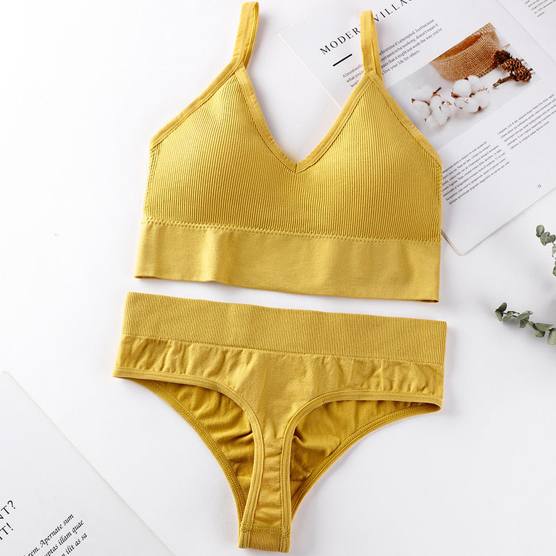 Conjunto de sujetador y braguitas para mujer, conjunto de Sujetador deportivo con realce, Tanga Sexy sin costuras, sujetador para actividad, Tanga, lencería, Top corto de Fitness, ropa interior