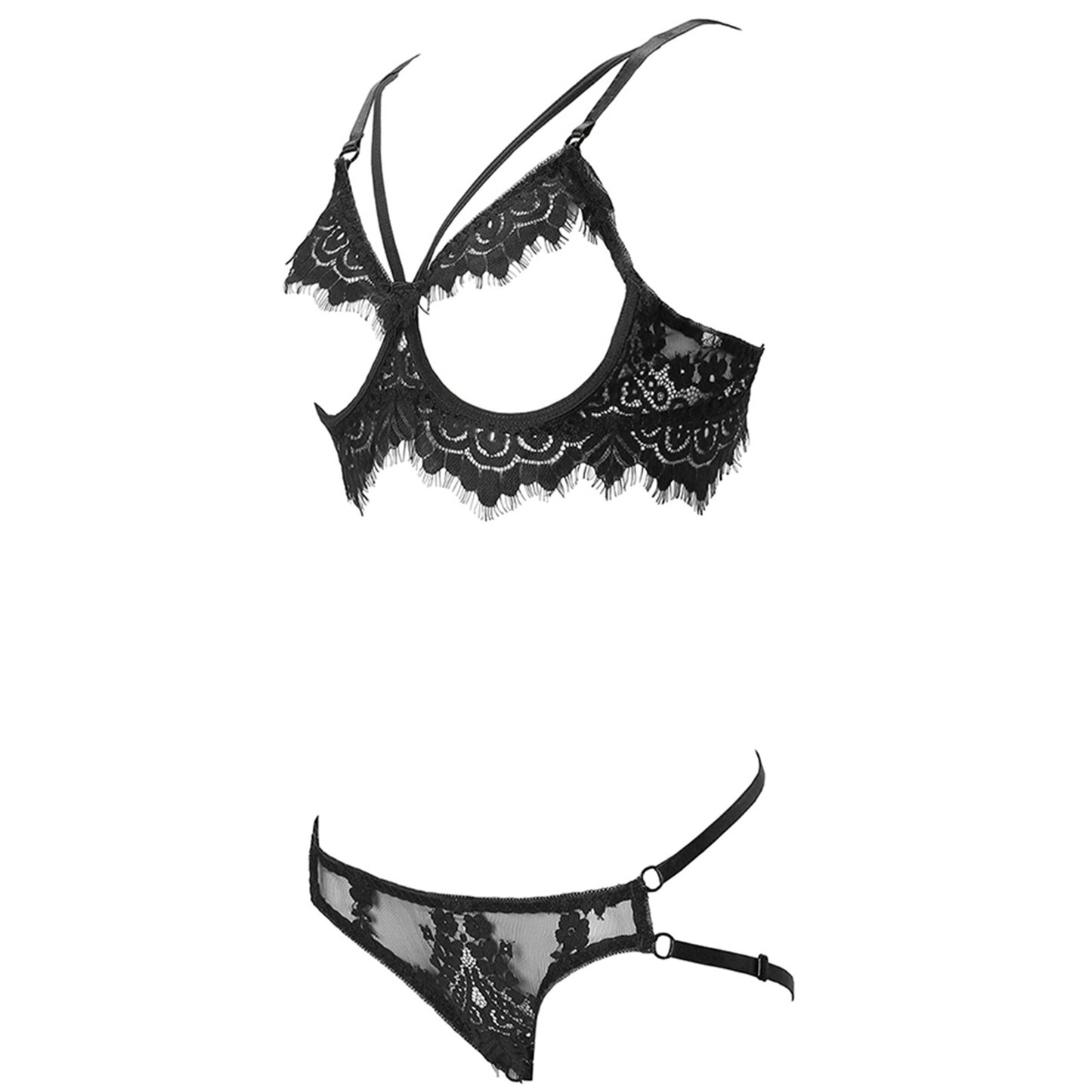 Women's Rose Pattern Lingerie Lace Two Piece Set