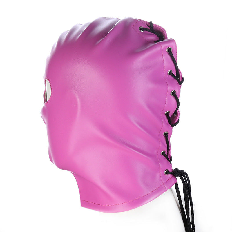 Black Pu Eye-exposed Rope Hood Bar Ball Party Performance Mask
