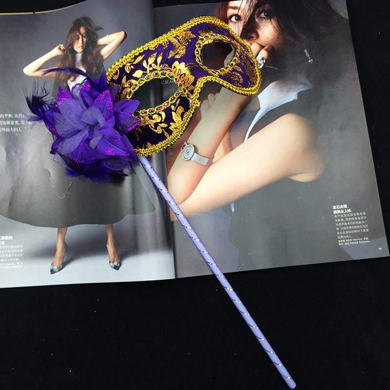 Female Side Flower Half Face Chinese Style Mysterious Temperament Holding Mask