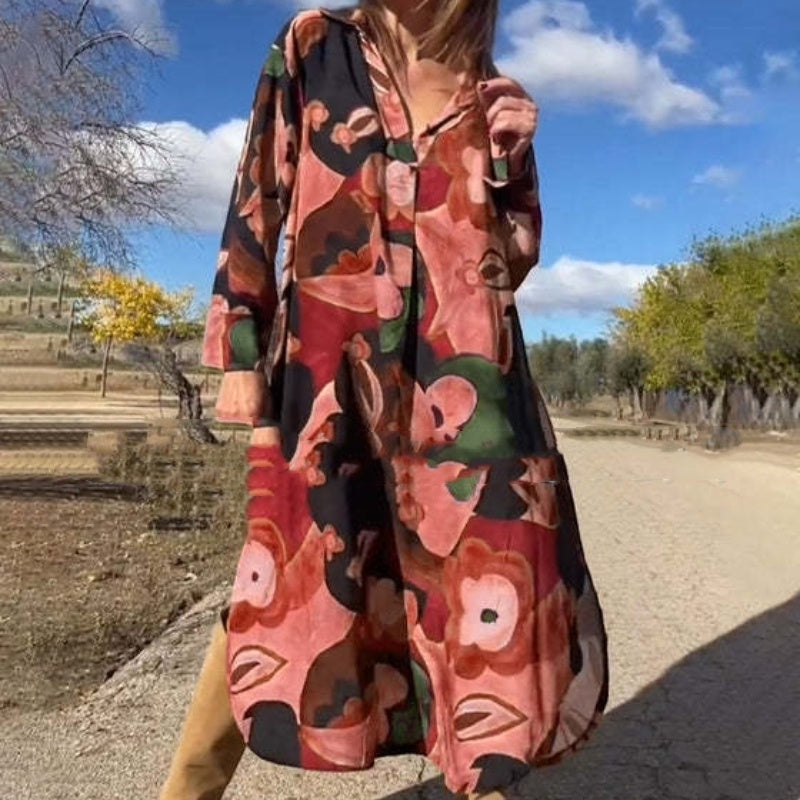 Fashion Printed Sexy Shirtdress Plus Size
