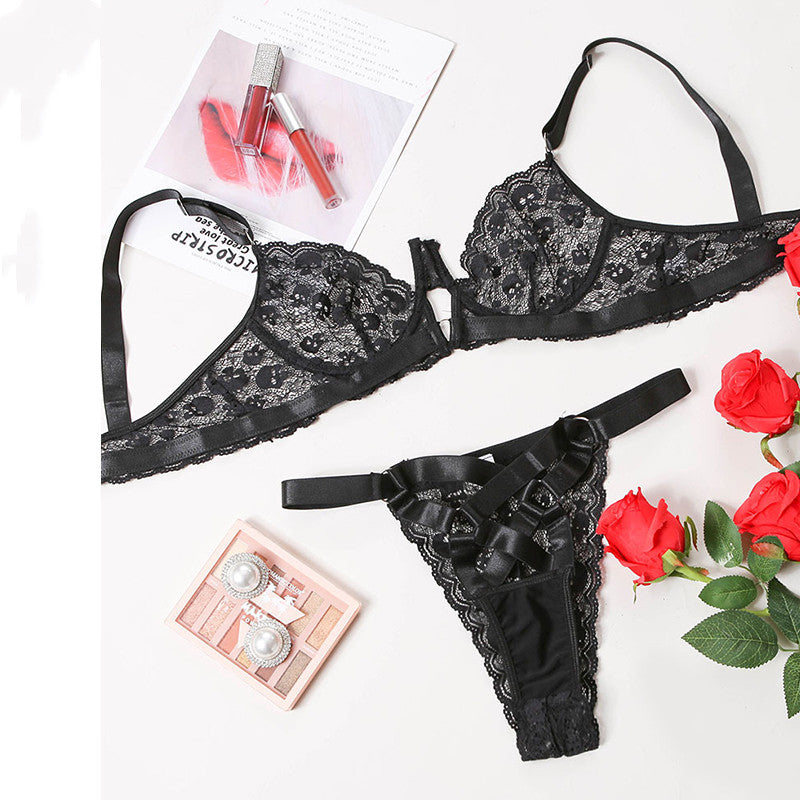 Christmas Lace Stitching Hollow Lingerie Set
