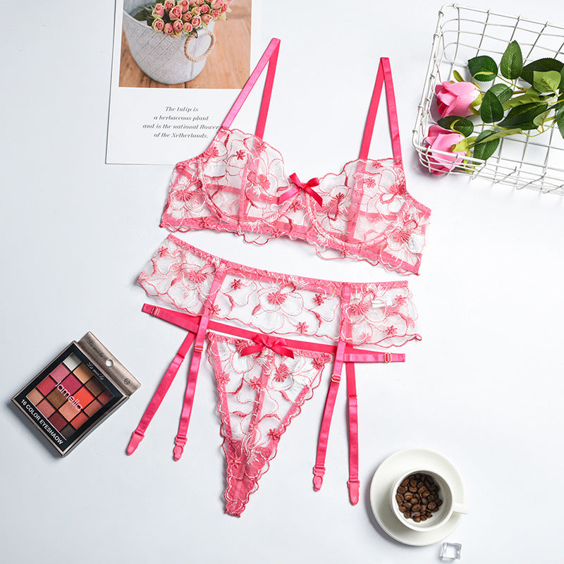 Christmas Embroidery Large Flower Leaf Stitching Three-piece Set