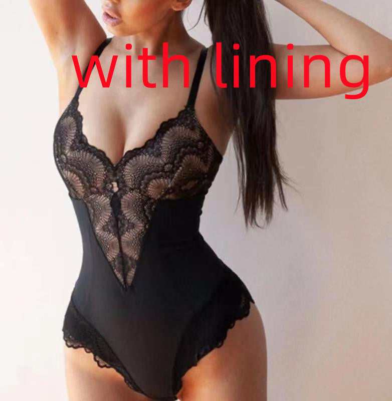 Body en dentelle avec coutures en dentelle, lingerie pour femme