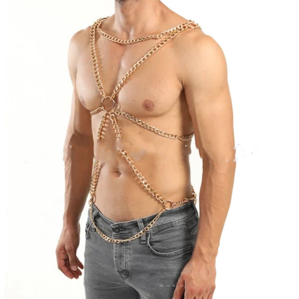 Chest Chain Metal Ring Charm Men