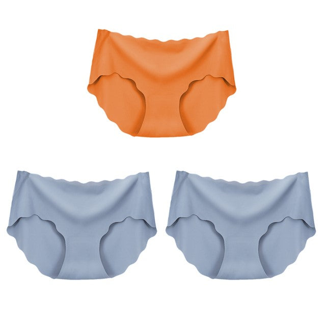 3 piezas de ropa interior sin costuras de seda para mujer, bragas, lencería Sexy