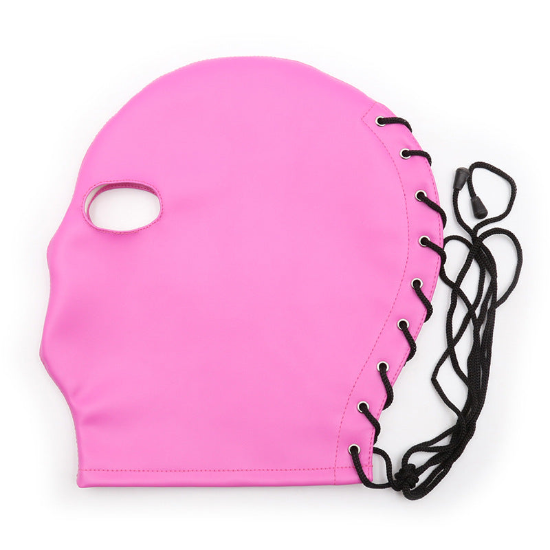 Black Pu Eye-exposed Rope Hood Bar Ball Party Performance Mask