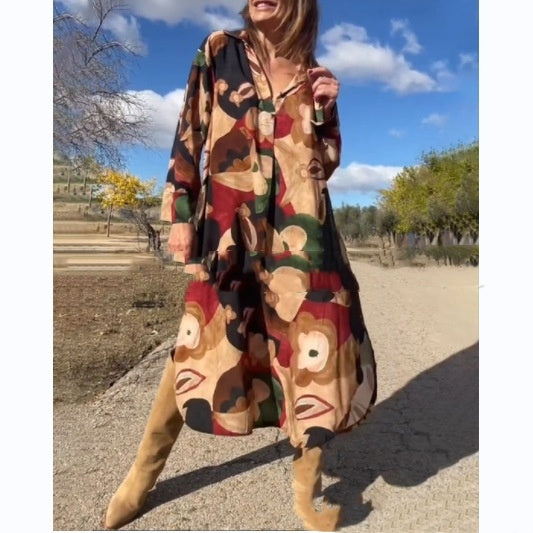 Fashion Printed Sexy Shirtdress Plus Size