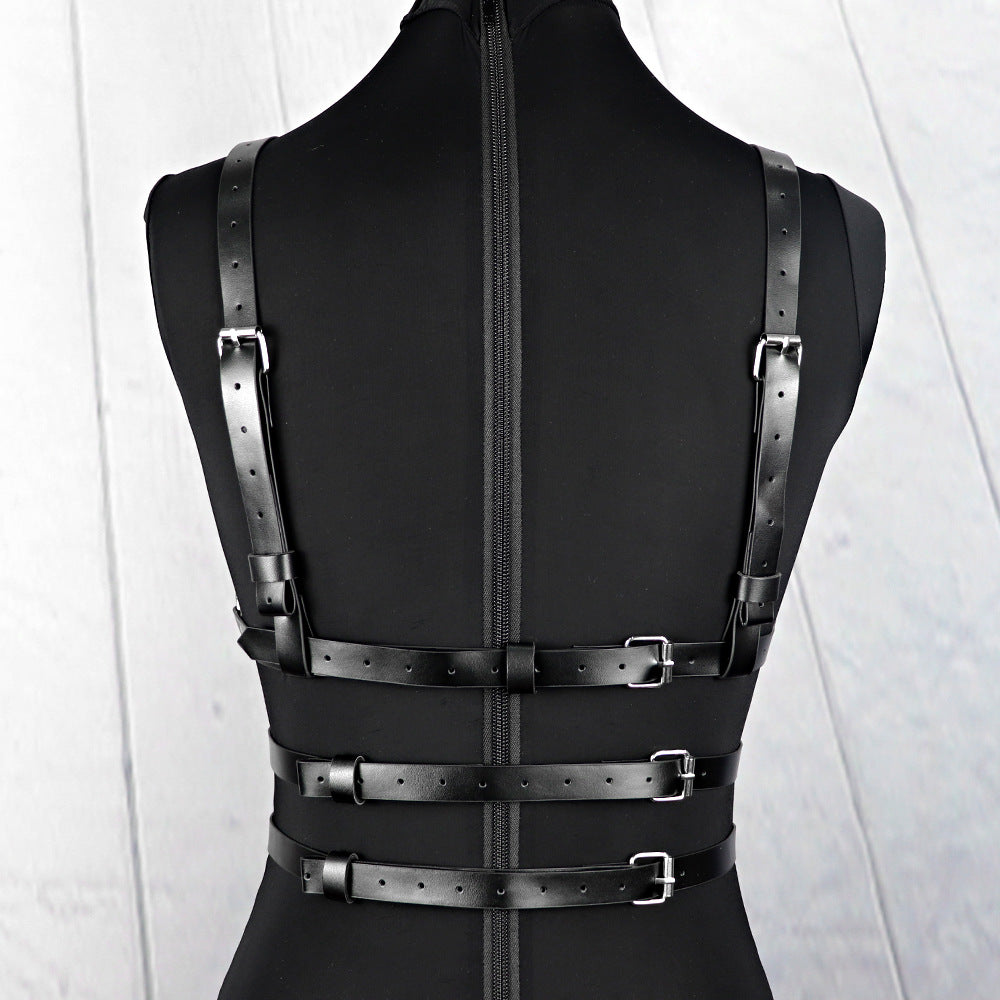 Creative Black Leather Binding Belt Jacket