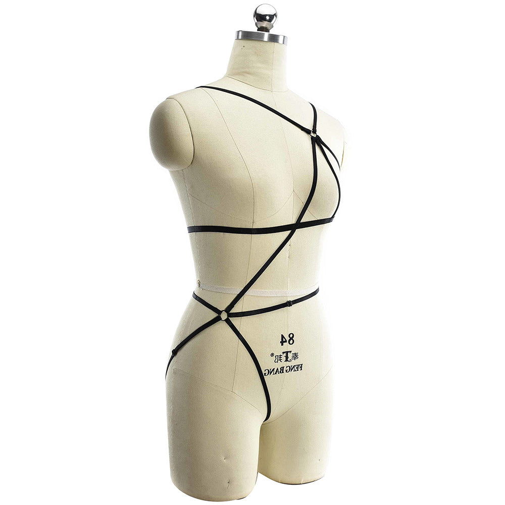 Women's Harness Uniform Bandage Bra Underwear Panties Hollow Out