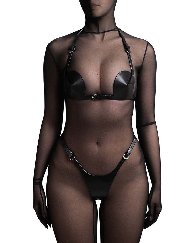 Women's Leather Tight Adjustable Lingerie Set