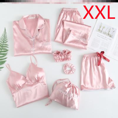 Ensemble sexy sept pièces en soie glacée