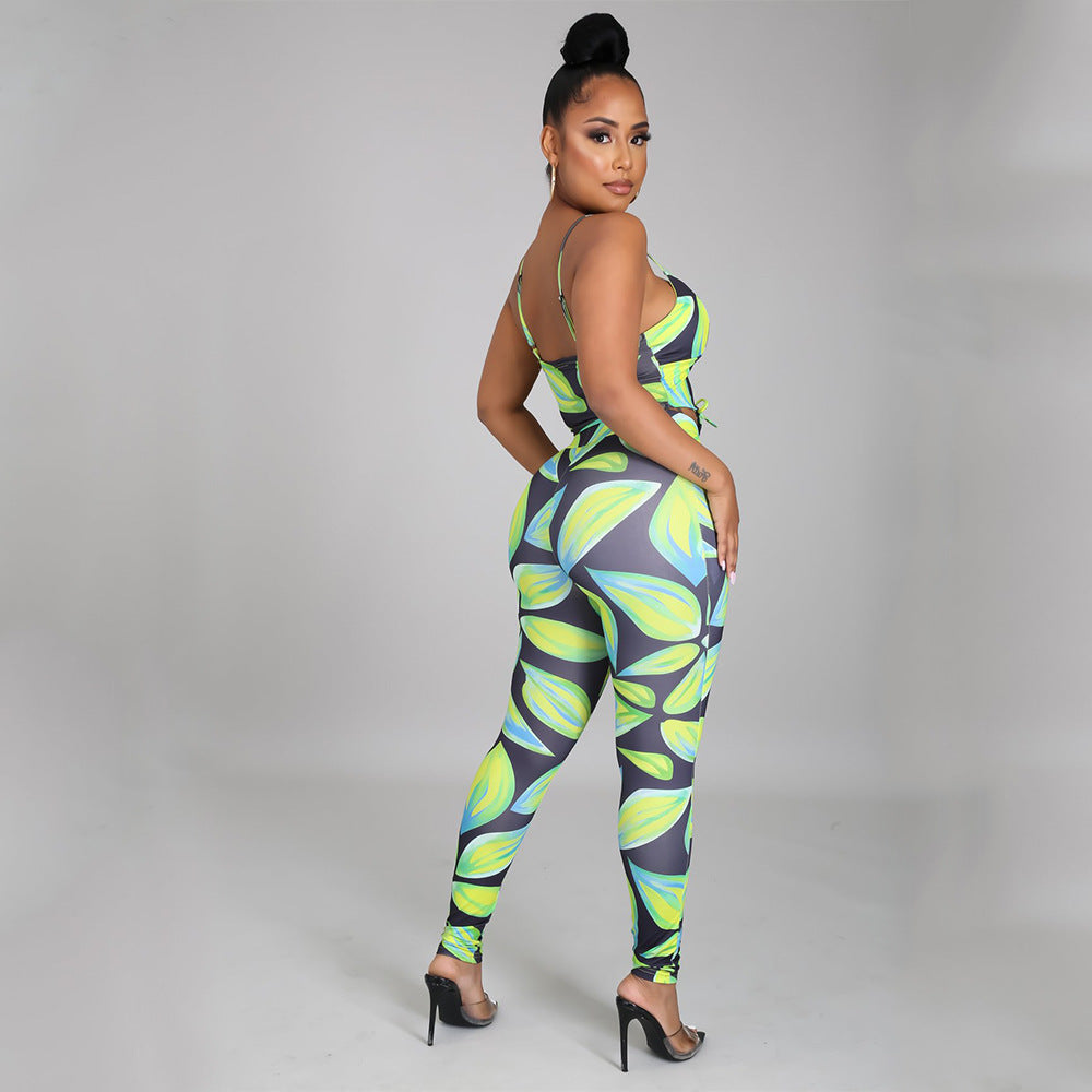 Ladies Digital Printed Sexy Two-Piece Strap Set