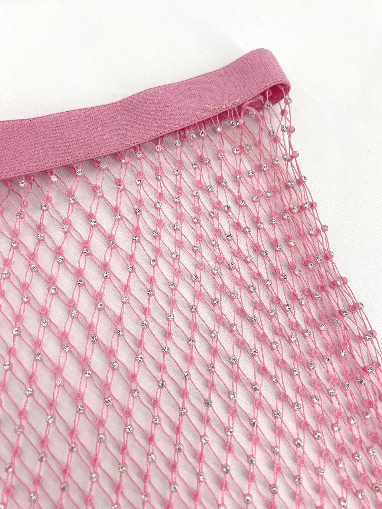 Net Drill Rhinestone Women's Handmade Sewing Sexy Mesh Skirt