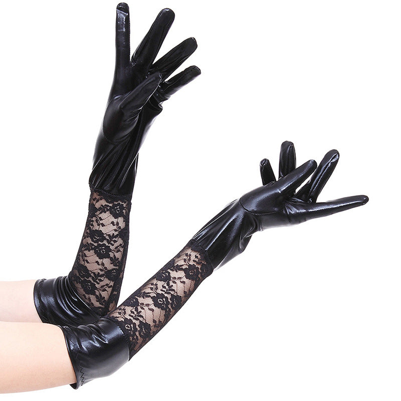 JK Gloves Cross-border European And American Style Patent Leather Lace