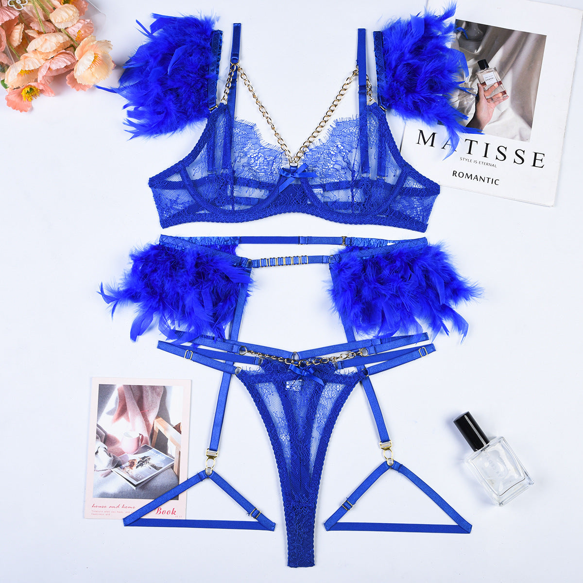 Cadenas de Navidad Encaje Lencería sexy Mujer Ropa interior Sujetador Pa