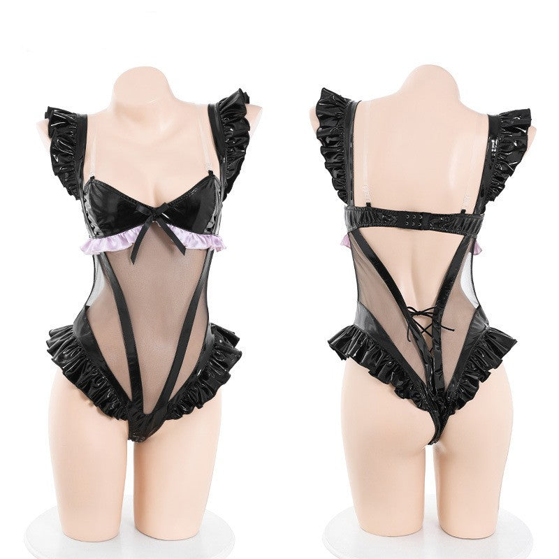 Lingerie Uniform Patent Leather Suit Passionate Clothes Female