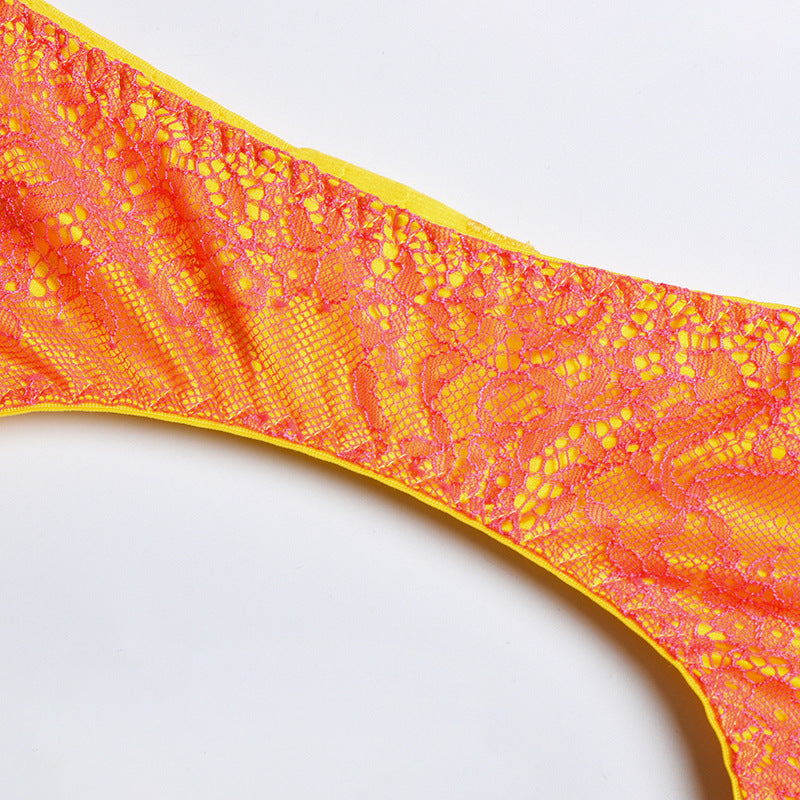 Ensemble de lingerie chaussettes croisées de couleur contrastée avec coutures en perspective en maille