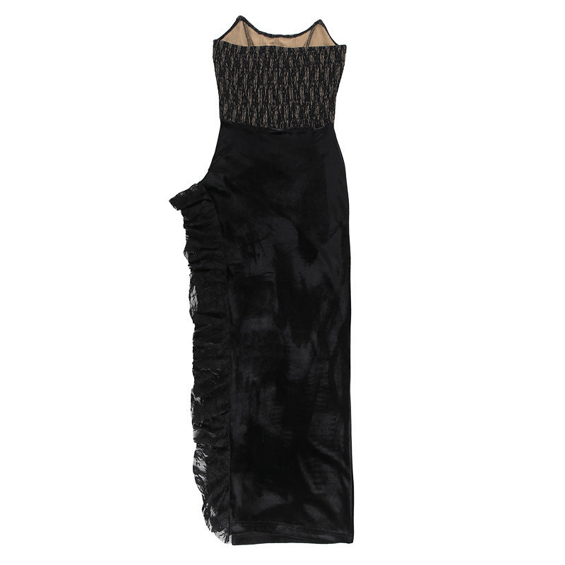Sexy Lace Velvet Patchwork Dress For Women