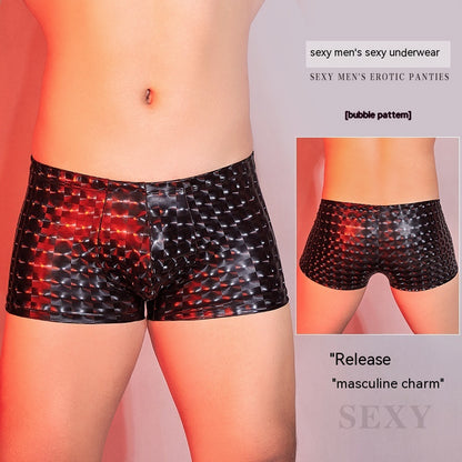 Pu Artificial Leather Snake Leopard Print Three-dimensional Sexy Comfortable Boxer Briefs