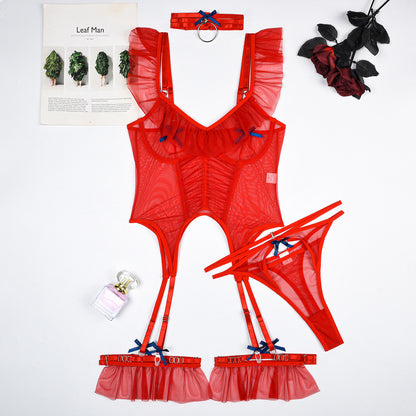 Ensembles de lingerie sexy pour filles en maille 4 pièces de haute qualité
