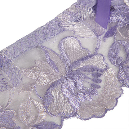 Ensemble soutien-gorge jarretière transparent en dentelle