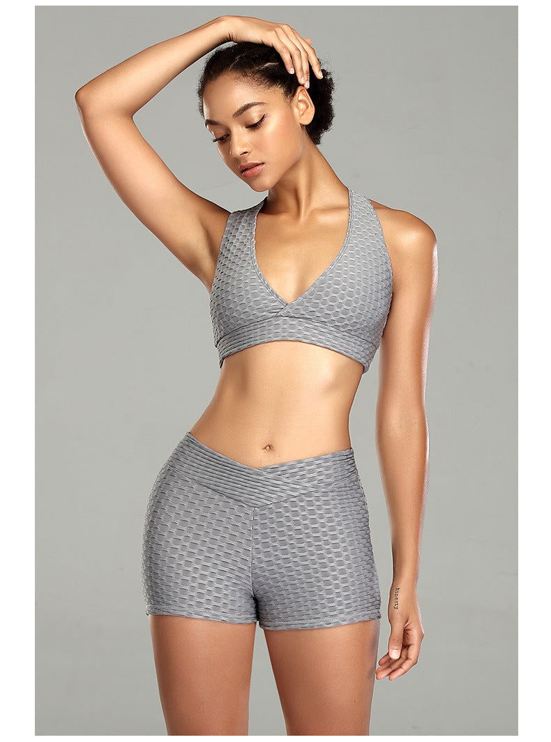 Conjunto deportivo de fitness Conjunto ajustado y ajustado con cuerpo cruzado sexy