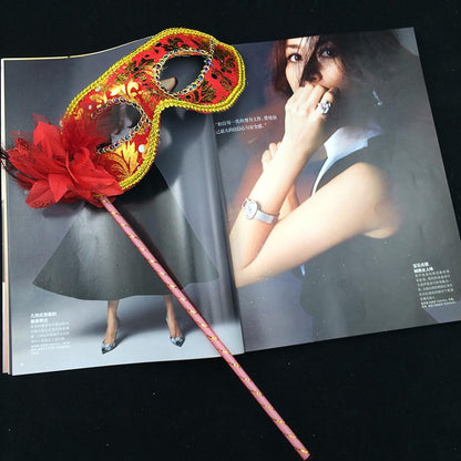 Female Side Flower Half Face Chinese Style Mysterious Temperament Holding Mask