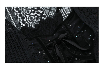 Summer Dress Net Red Sexy Lace Cardigan Fairy Wind Net Yarn Suspender Skirt Two-piece Set