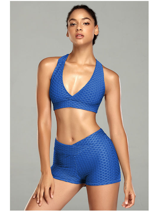 Conjunto deportivo de fitness Conjunto ajustado y ajustado con cuerpo cruzado sexy