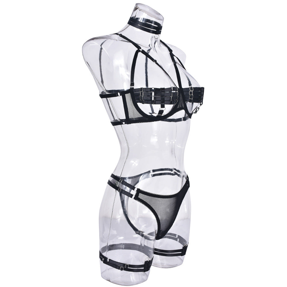 Anneau de jambe en quatre pièces, complexe de Lingerie Sexy entrelacé, Push Up, industrie lourde