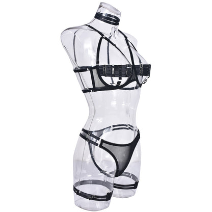 Anneau de jambe en quatre pièces, complexe de Lingerie Sexy entrelacé, Push Up, industrie lourde
