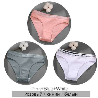 3 Pieces Set Of Women's Underwear Cotton Sexy Panties