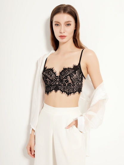 bralette Summer Small Sling Lace Sexy Lingerie Soft Underwire Push up Big Chest Show Small Thin U Shaped Backless Bra