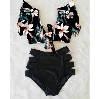 Ensemble bikini sexy 2 pièces taille haute