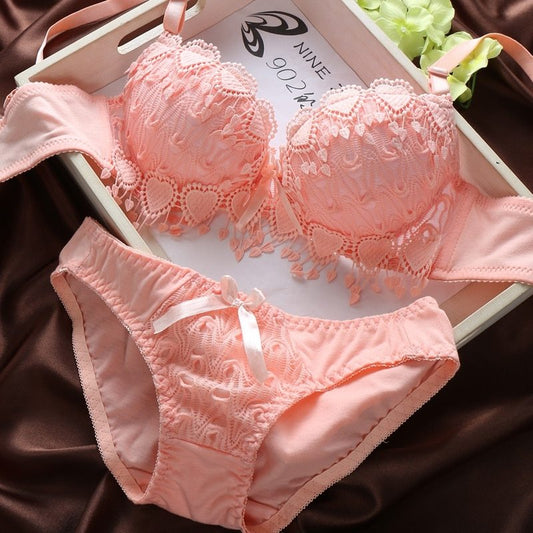 Ensemble soutien-gorge froncé en dentelle sexy