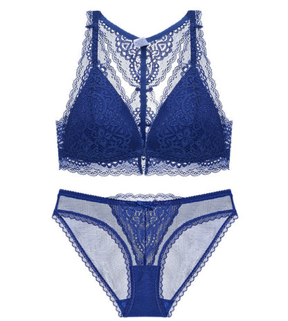 Ensemble de soutien-gorge confortable et respirant sans anneau, sexy en dentelle avec boutons sur le devant