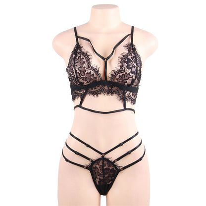 Plus Size Sexy Lingerie Sexy Bra Panties Set Thin Lace No Steel Ring
