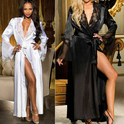 Peignoir de lingerie sexy pour femmes, robe brillante de grands chantiers