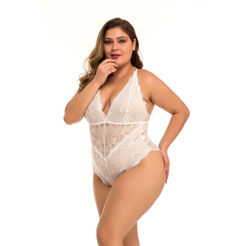 Lingerie sexy en maille de dentelle de grande taille