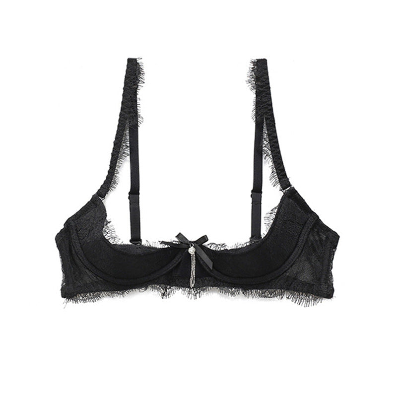 Seduction Sexy Eyelash Lace Push up Chest Plate Sexy Bra Set Sexy Breast Pad