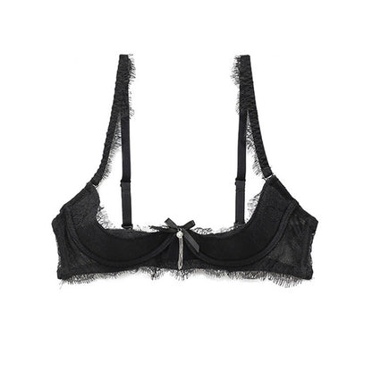 Seduction Sexy Eyelash Lace Push up Chest Plate Sexy Bra Set Sexy Breast Pad