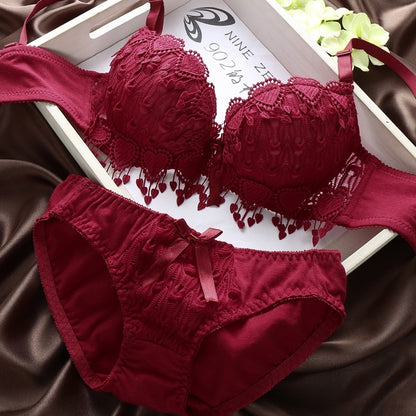Ensemble soutien-gorge froncé en dentelle sexy