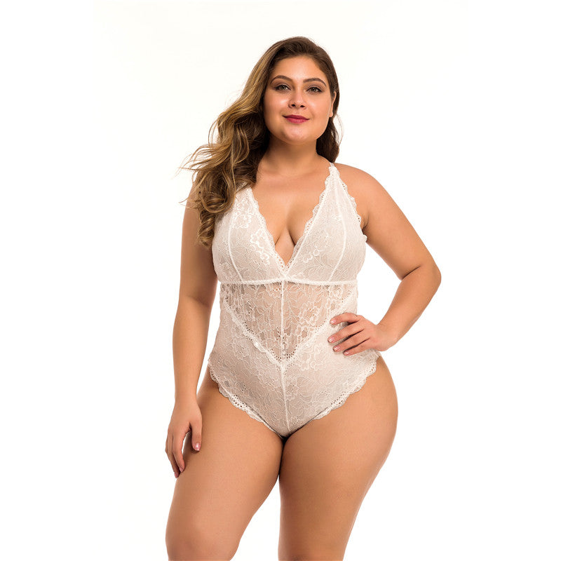 Lingerie sexy en maille de dentelle de grande taille