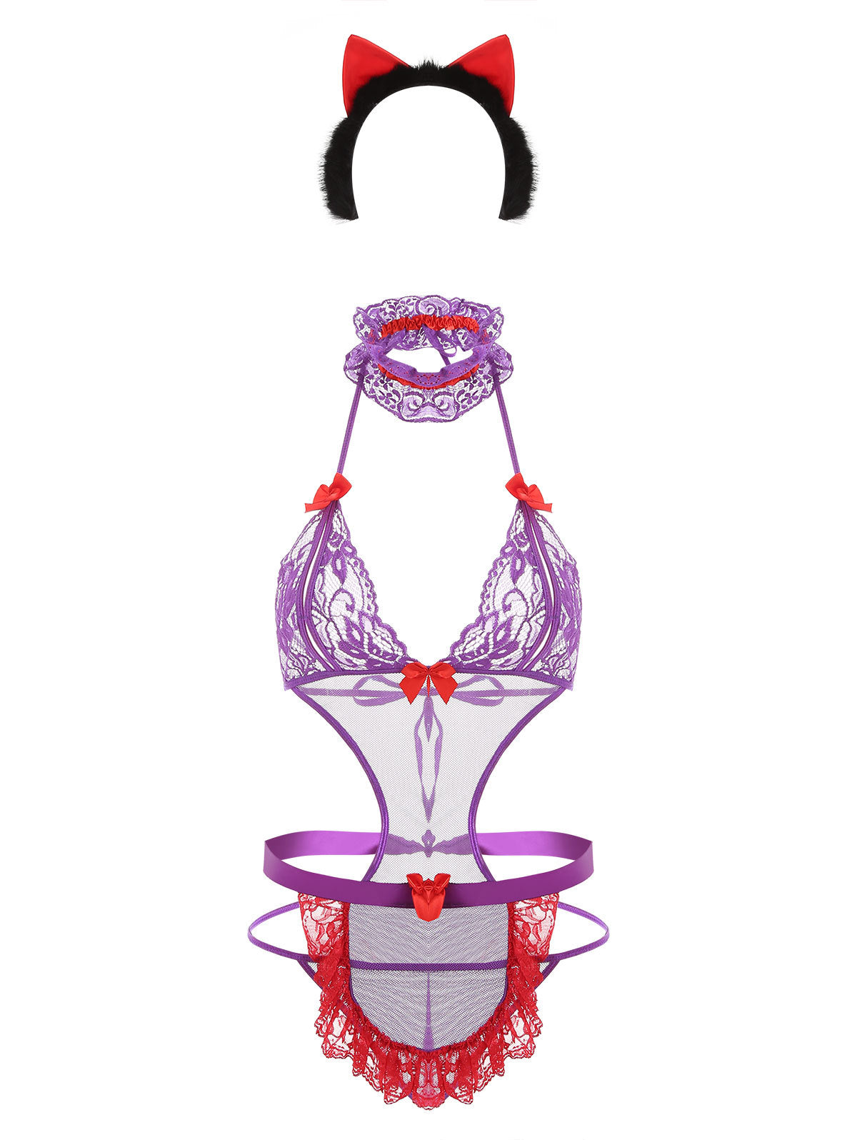 Sexy lingerie one-piece suit 4-piece set