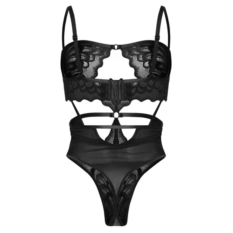 One Piece Sexy Lingerie Women Seduction Lace Underwear Hollow Out Cutout out See Through Tight Jumpsuit Body