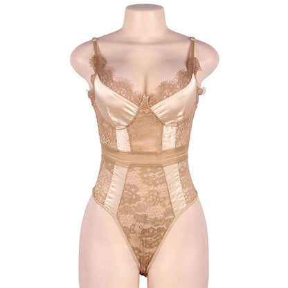 One Piece Wave Undershirt Sexy Lace Sling High Fork Open Hidden Hook